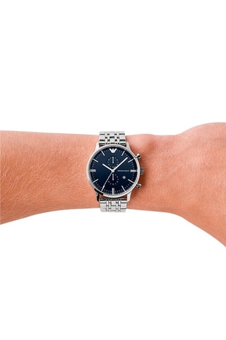 Reloj de cuarzo de acero - Plateado y azul marino