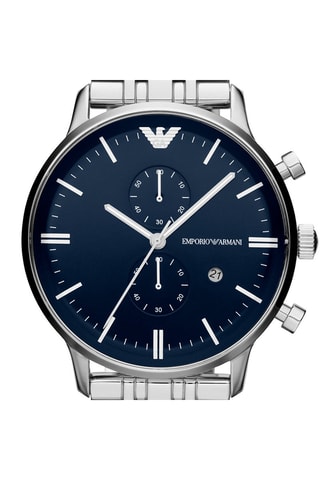 Reloj de cuarzo de acero - Plateado y azul marino