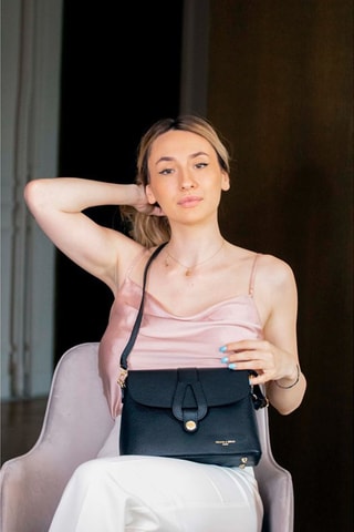 Leren Schoudertas Ella  - Zwart