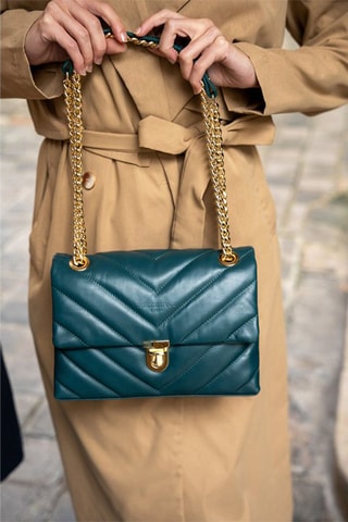 Sac bandoulière en cuir Clea  - Bleu