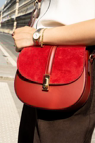 Sac bandoulière en cuir Rhea - Rouge