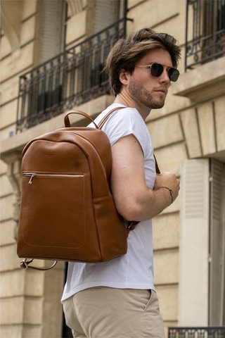 Sac à dos en cuir Lou - Marron