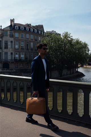 Porte-documents en cuir Tonio Box - Marron