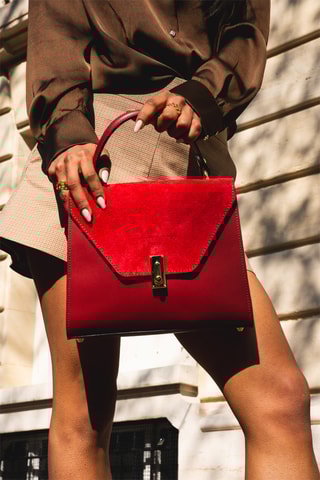 Sac à main en cuir Shak - Doré et rouge