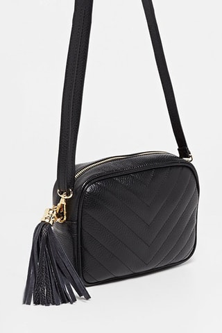 Leren Schoudertas Nat  - Zwart