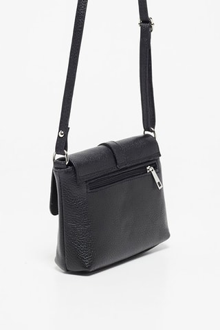 Leren Schoudertas Ring  - Zwart