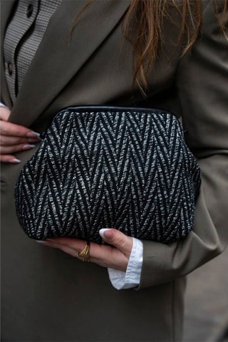 Leren Schoudertas Karyn - Zwart en zilverkleurig