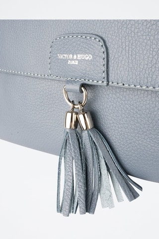 Sac bandoulière en cuir Indila - Bleu et argenté