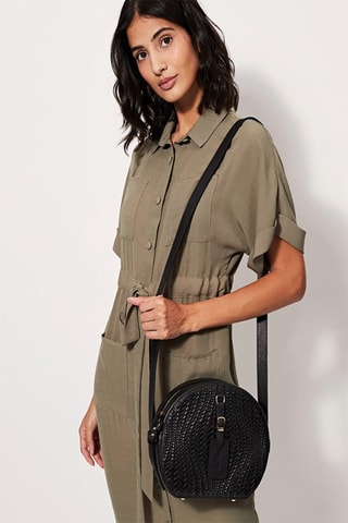 Leren Schoudertas Bella  - Zwart