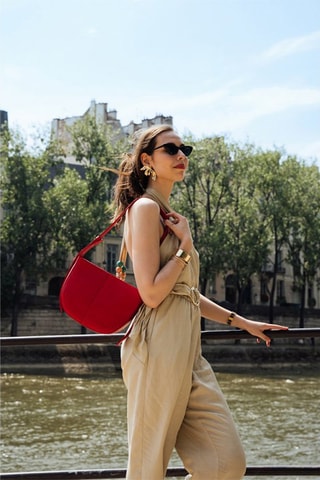 Sac porté épaule en cuir Clara - Rouge