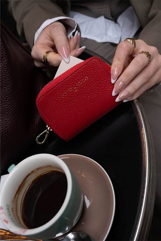 Tarjetero de piel Riley - Rojo