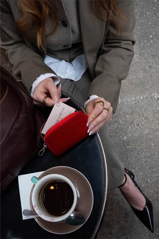 Tarjetero de piel Riley - Rojo