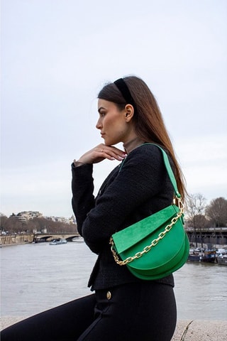 Sac porté épaule en cuir Lana - Vert