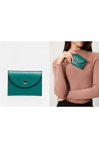 Tarjetero de piel Alina - Verde