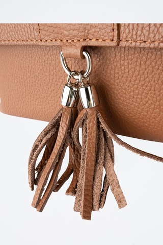 Sac bandoulière en cuir Indila - Marron et doré