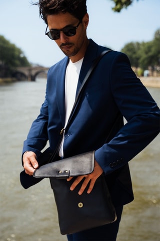 Sac bandoulière en cuir Andrea - Noir