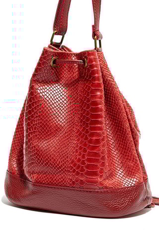 Sac seau en cuir Cerise - Rouge