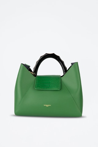 Sac à main en cuir Ana - Noir et vert