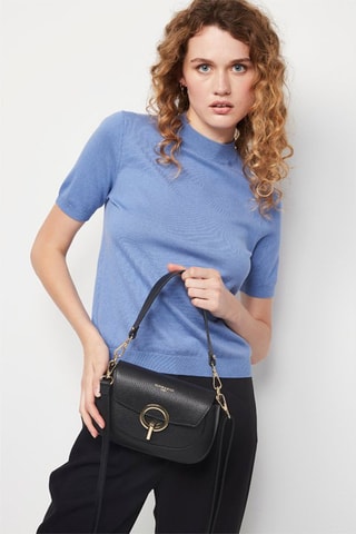 Leren Schoudertas Mia   - Zwart