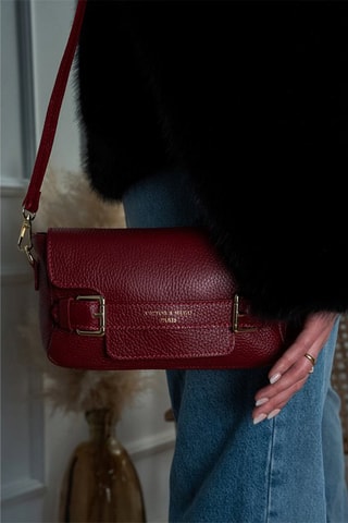 Sac bandoulière en cuir Lyana  - Rouge