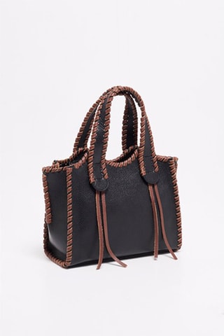 Sac à main en cuir Kamelia  - Marron et noir