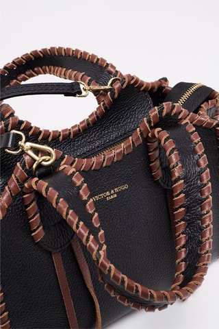 Sac à main en cuir Kamelia  - Marron et noir