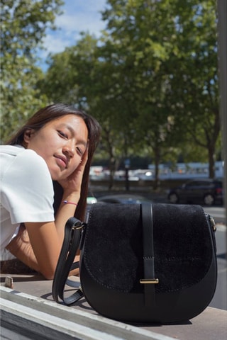 Leren Schoudertas Amel   - Zwart