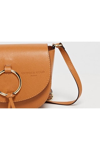 Mala a tiracolo de couro Christian - Castanho