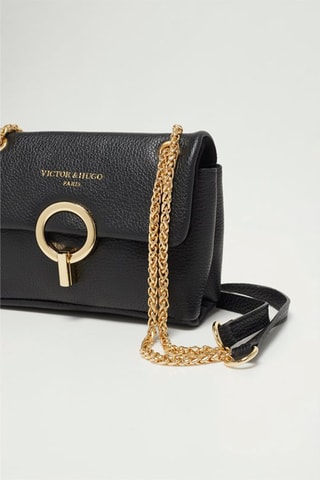 Leren Schoudertas Sarya   - Zwart