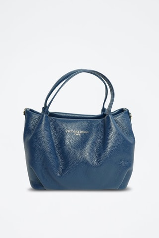 Sac porté épaule en cuir Allegra - Bleu et doré