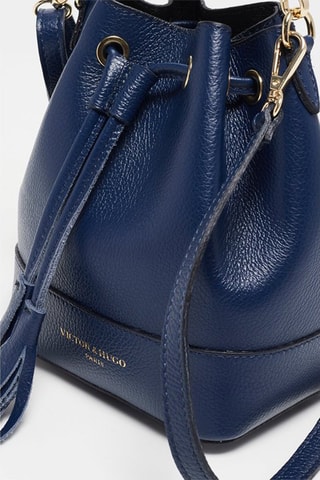 Sac seau en cuir Mini Livy - Bleu