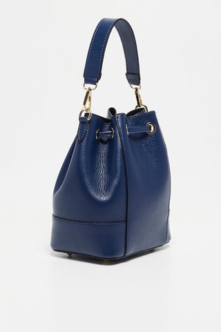 Sac seau en cuir Mini Livy - Bleu