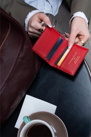 Tarjetero de piel Salma - Rojo