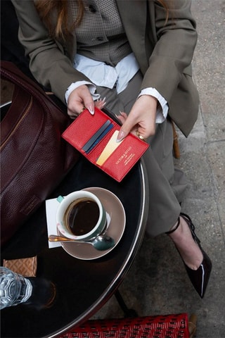 Tarjetero de piel Salma - Rojo