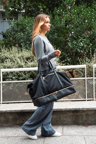 Sac de voyage en cuir Andia - 41 cm - Noir