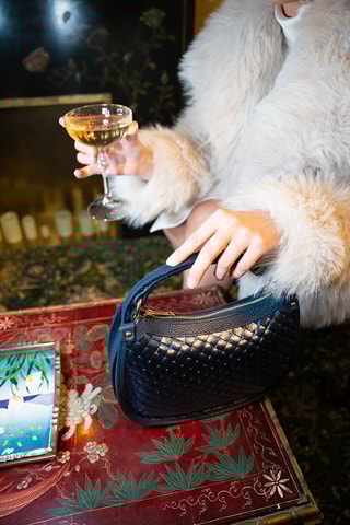 Sac à main en cuir Leana  - Bleu