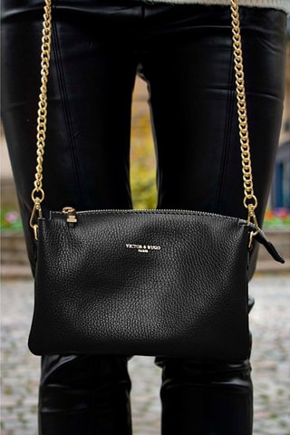 Leren Schoudertas Perla  - Zwart