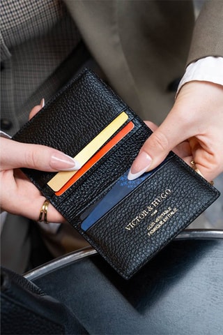 Tarjetero de piel Salma - Negro