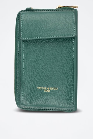 Portamóvil de piel Nicki - Azul y plateado