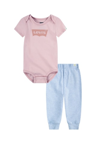 Body et pantalon en coton biologique - Bleu et rose