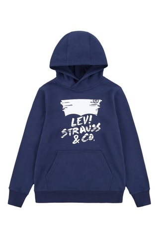 Sweat à capuche en coton biologique - Blanc et bleu