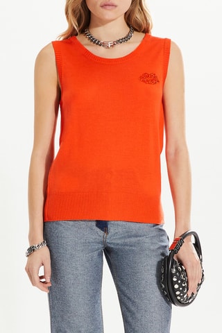 Débardeur en mérinos et soie - Orange
