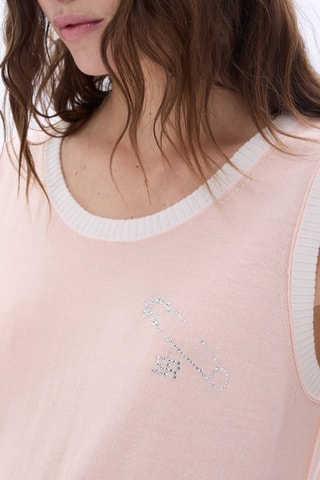 Pull sans manches en mérinos et laine - Saumon