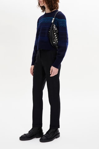 Pantalon cigarette en laine - Noir