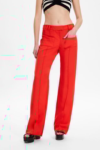 Pantalon droit en laine - Corail