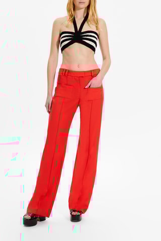 Pantalon droit en laine - Corail