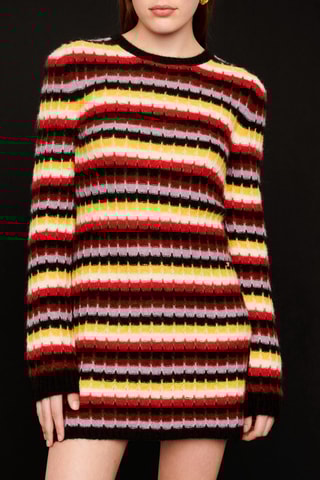 Robe courte en alpaga et laine - Multicolore