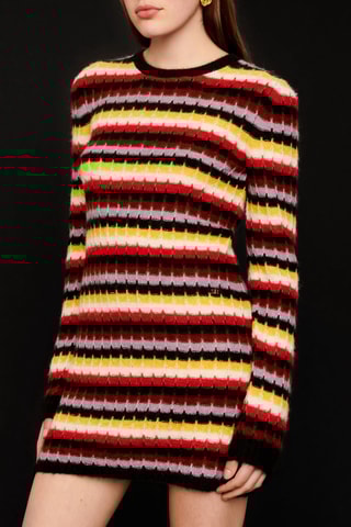 Robe courte en alpaga et laine - Multicolore