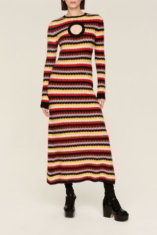 Robe longue en alpaga et laine - Multicolore