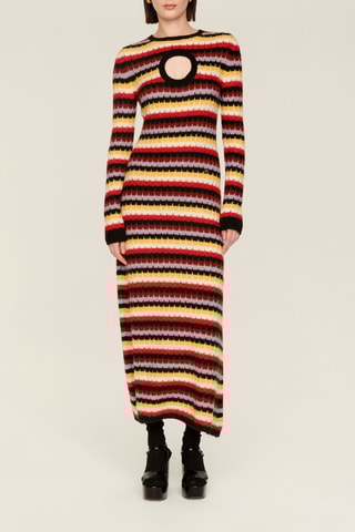 Robe longue en alpaga et laine - Multicolore